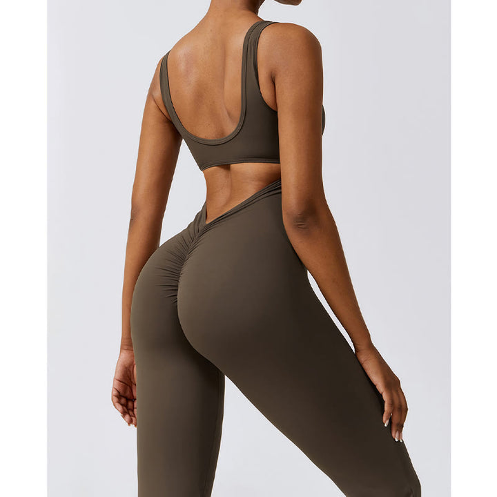 Buddha Stones Donna Tuta Senza Maniche Pantaloni Svasati Sport Fitness Yoga Bodysuit - image 18