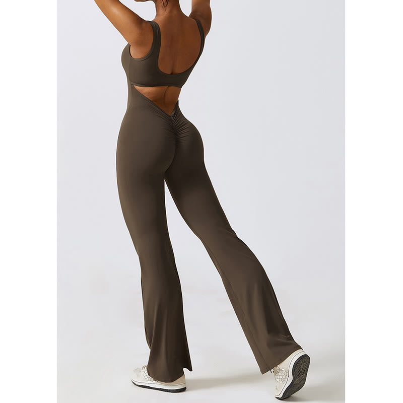 Buddha Stones Donna Tuta Senza Maniche Pantaloni Svasati Sport Fitness Yoga Bodysuit - image 13