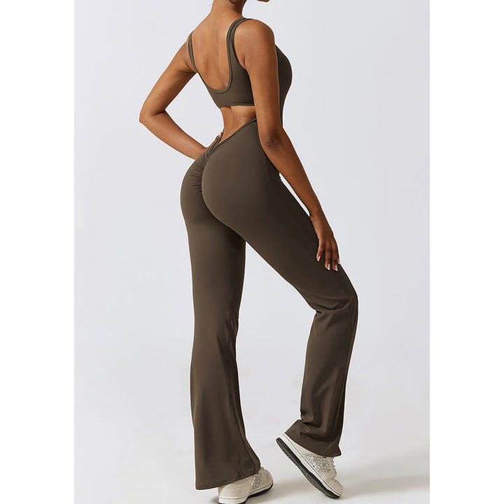 Buddha Stones Donna Tuta Senza Maniche Pantaloni Svasati Sport Fitness Yoga Bodysuit - image 15