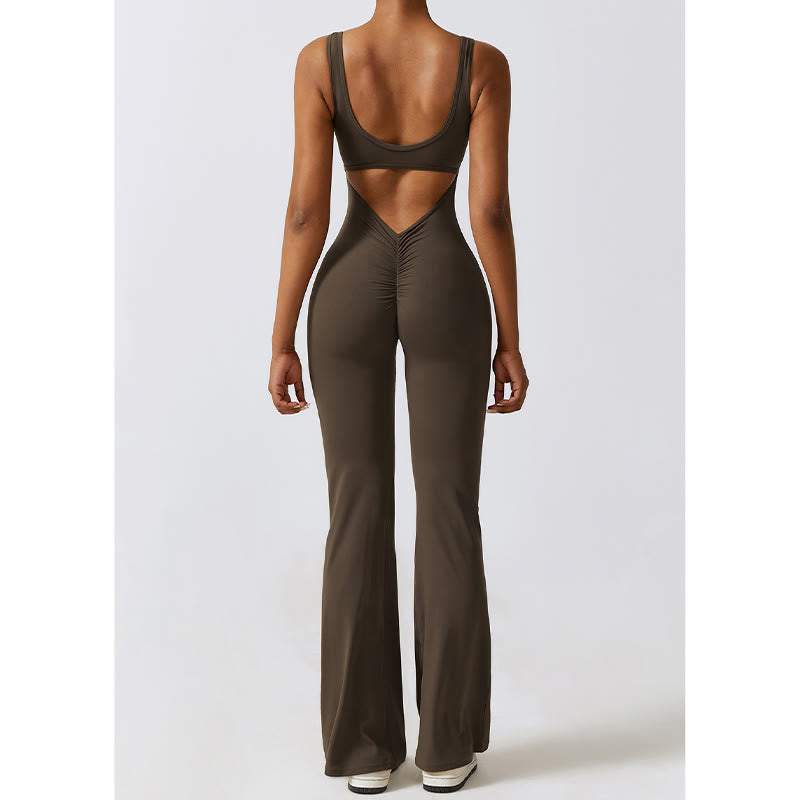Buddha Stones Donna Tuta Senza Maniche Pantaloni Svasati Sport Fitness Yoga Bodysuit - image 16