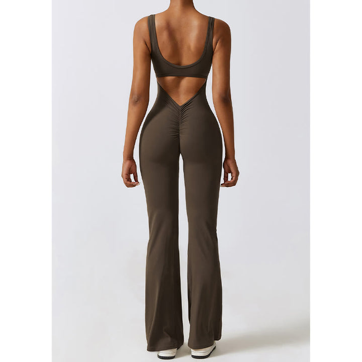 Buddha Stones Donna Tuta Senza Maniche Pantaloni Svasati Sport Fitness Yoga Bodysuit - image 16