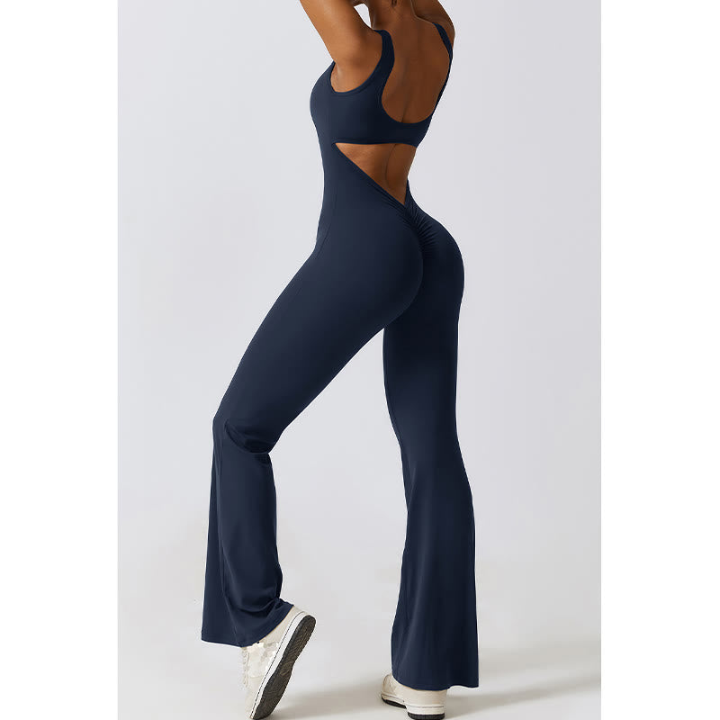 Buddha Stones Donna Tuta Senza Maniche Pantaloni Svasati Sport Fitness Yoga Bodysuit - image 24