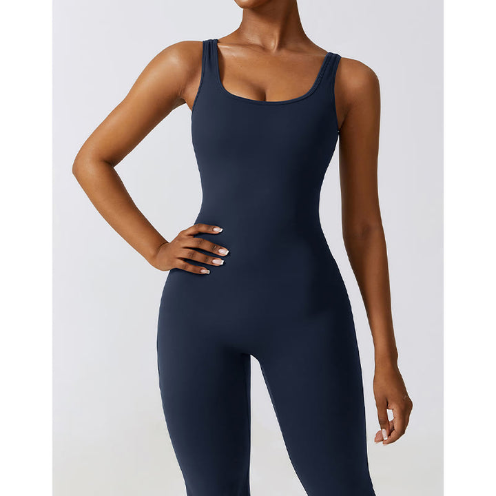 Buddha Stones Donna Tuta Senza Maniche Pantaloni Svasati Sport Fitness Yoga Bodysuit - image 26