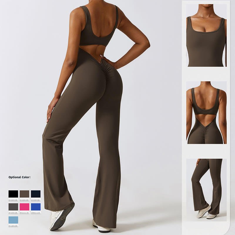 Buddha Stones Donna Tuta Senza Maniche Pantaloni Svasati Sport Fitness Yoga Bodysuit - image 20