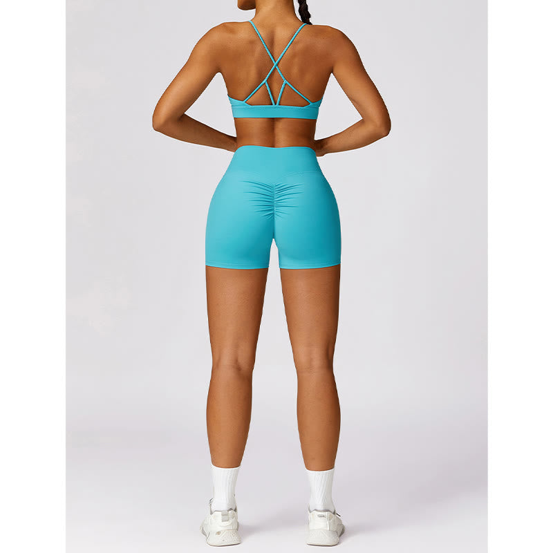 Buddha Stones Gym Sport Yoga Reggiseno senza schienale Canotta corta Pantaloncini traspiranti