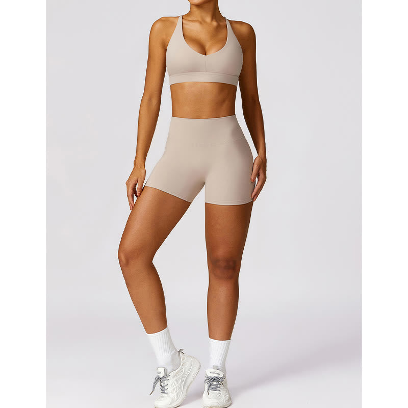 Buddha Stones Gym Sport Yoga Reggiseno senza schienale Canotta corta Pantaloncini traspiranti