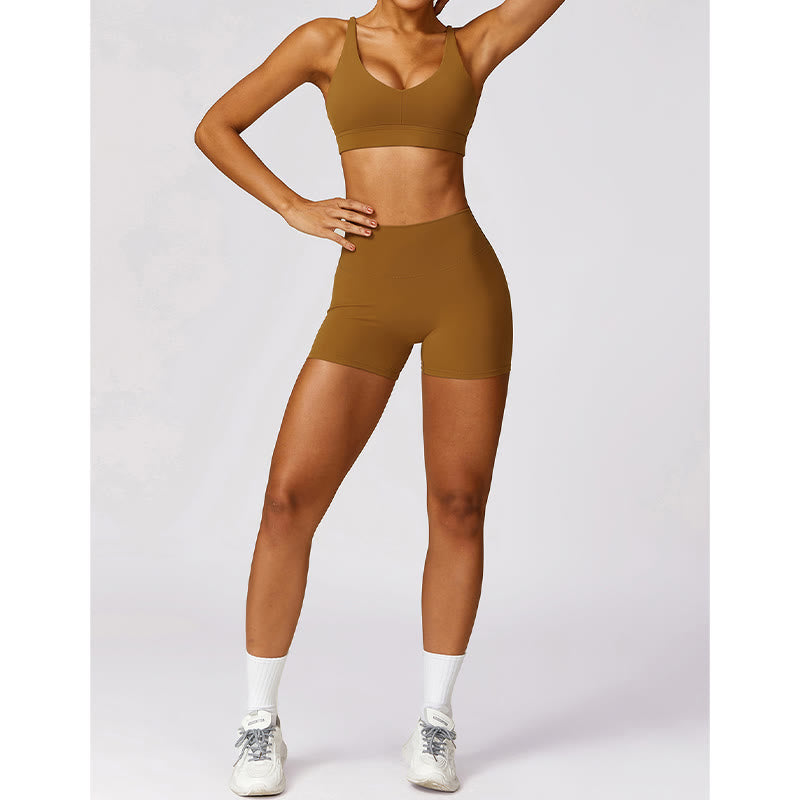 Buddha Stones Gym Sport Yoga Reggiseno senza schienale Canotta corta Pantaloncini traspiranti