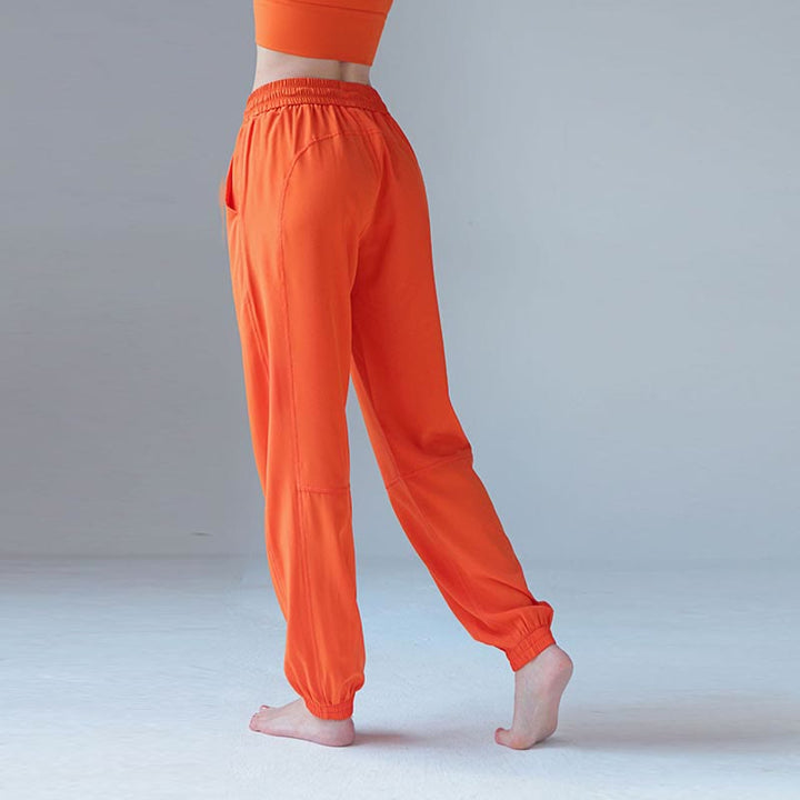 Pantaloni da jogging sportivi da yoga fitness a vita alta con tasche Buddha Stones