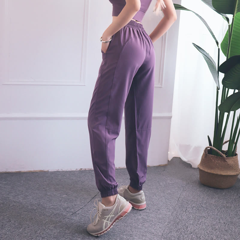Pantaloni da jogging sportivi da yoga fitness a vita alta con tasche Buddha Stones