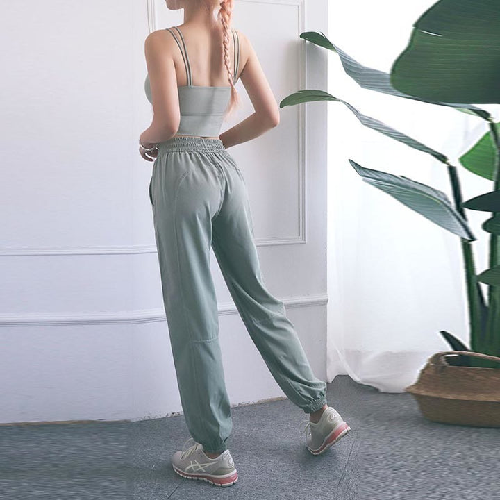 Pantaloni da jogging sportivi da yoga fitness a vita alta con tasche Buddha Stones