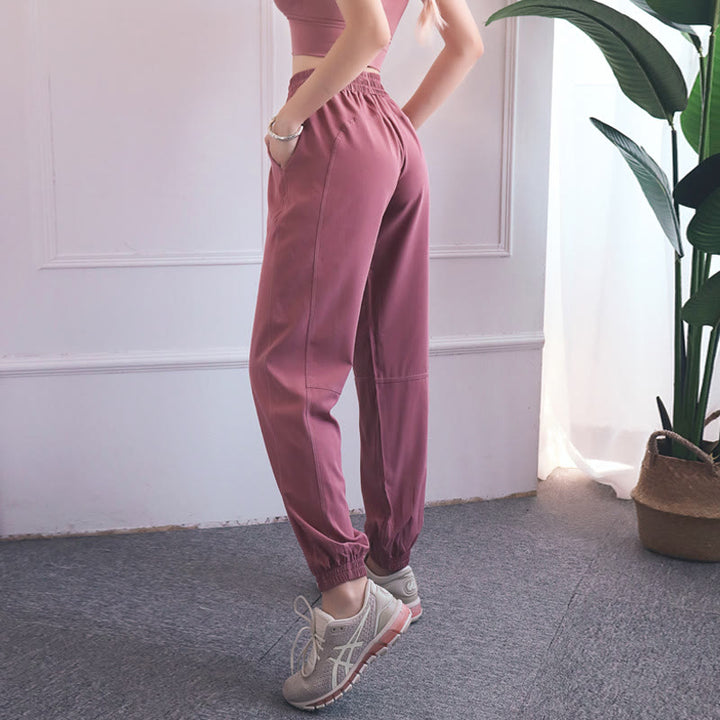 Pantaloni da jogging sportivi da yoga fitness a vita alta con tasche Buddha Stones