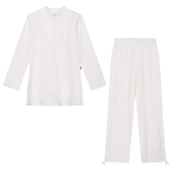 Buddha Stones 2 pezzi mezza manica camicia top pantaloni meditazione zen tai chi cotone lino abbigliamento donna set - image 18