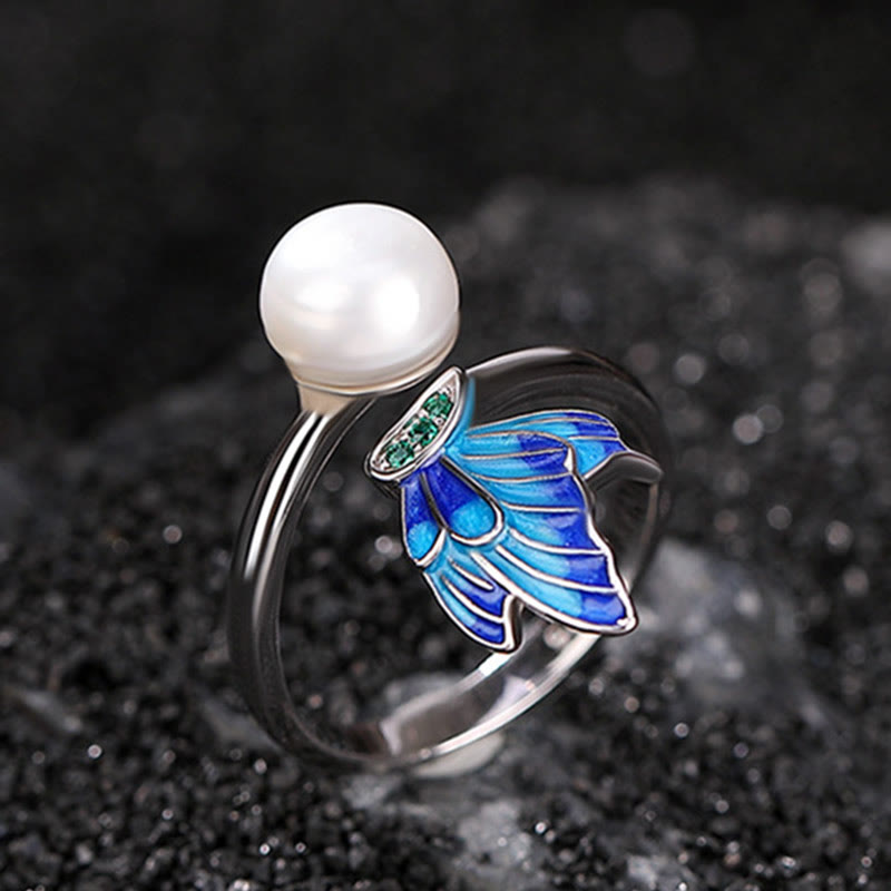 Buddha Stones 925 Sterling Silver Perla Farfalla Collana Guarigione Ciondolo Orecchini Anello - image 11