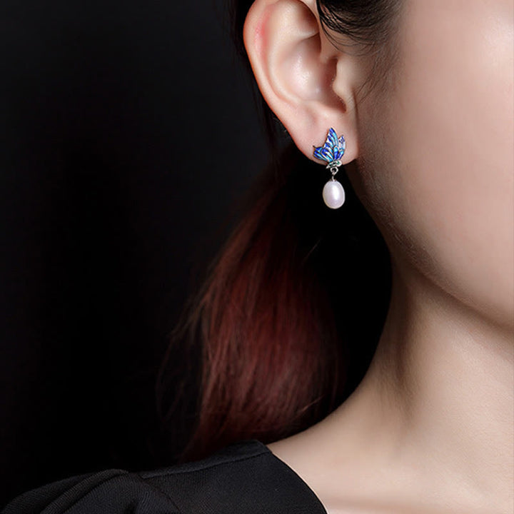 Buddha Stones 925 Sterling Silver Perla Farfalla Collana Guarigione Ciondolo Orecchini Anello - image 9