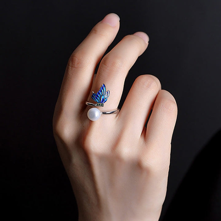 Buddha Stones 925 Sterling Silver Perla Farfalla Collana Guarigione Ciondolo Orecchini Anello - image 13