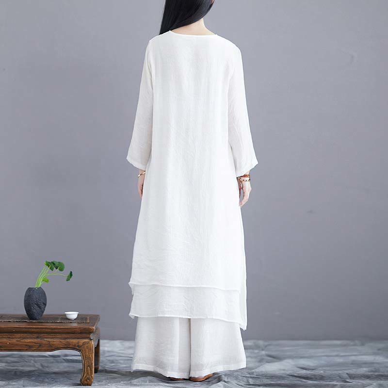 Abito midi a tinta unita con pantaloni a gamba larga e motivo Buddha Stones , ideale per meditazione, pratica spirituale, zen, yoga e danza. - image 3