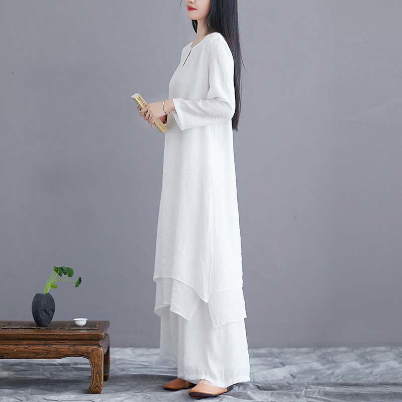 Abito midi a tinta unita con pantaloni a gamba larga e motivo Buddha Stones , ideale per meditazione, pratica spirituale, zen, yoga e danza. - image 7