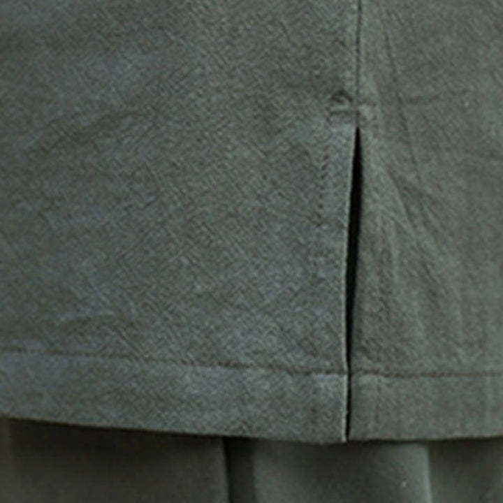 Buddha Stones 2 pezzi mezza manica scollo a V camicia top pantaloni meditazione zen tai chi abbigliamento in lino set da donna