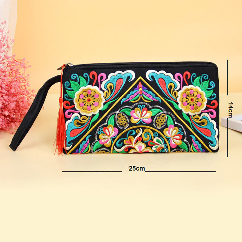Portafoglio con ricamo a forma di fiore di cosmo, drago , Buddha Stones, borsa per la spesa