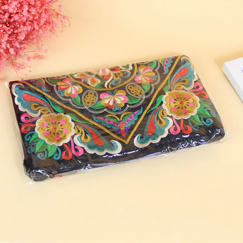 Portafoglio con ricamo a forma di fiore di cosmo, drago , Buddha Stones, borsa per la spesa