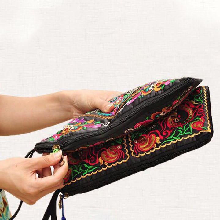 Portafoglio con ricamo a forma di fiore di cosmo, drago , Buddha Stones, borsa per la spesa - image 4
