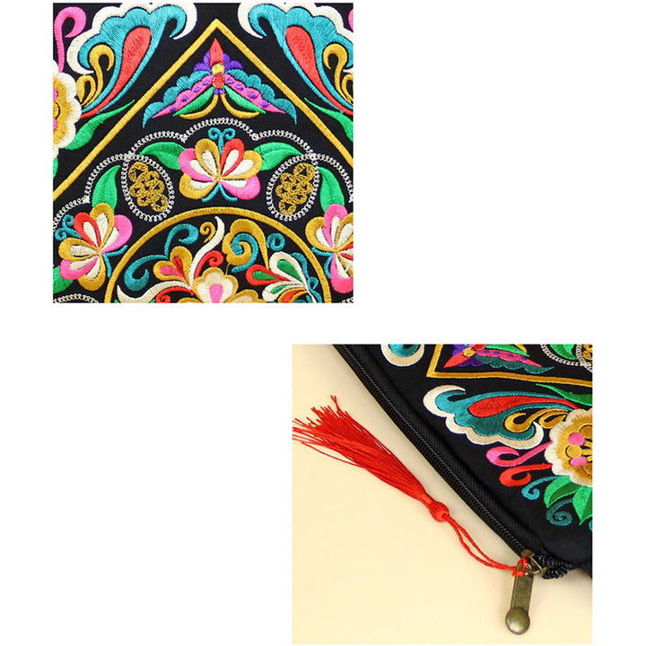 Portafoglio con ricamo a forma di fiore di cosmo, drago , Buddha Stones, borsa per la spesa