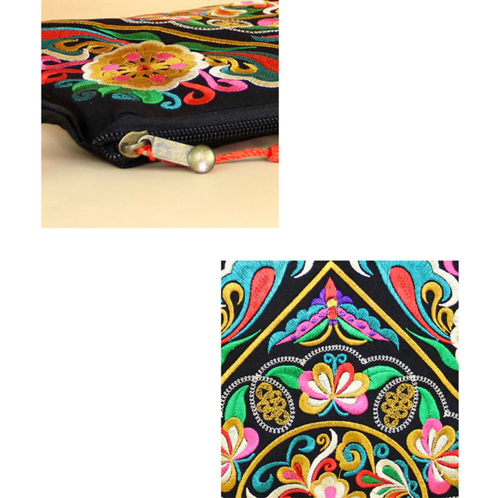 Portafoglio con ricamo a forma di fiore di cosmo, drago , Buddha Stones, borsa per la spesa