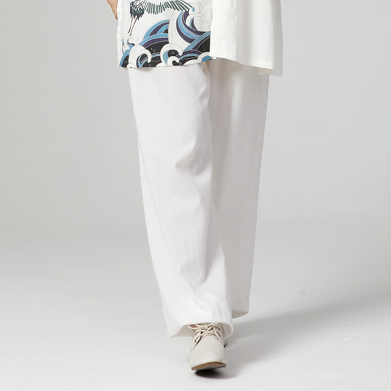 Set di abbigliamento per la pratica Buddha Stones White Crane Sea Cotton Linen Meditazione Preghiera Spirituale Zen Tai Chi Qigong