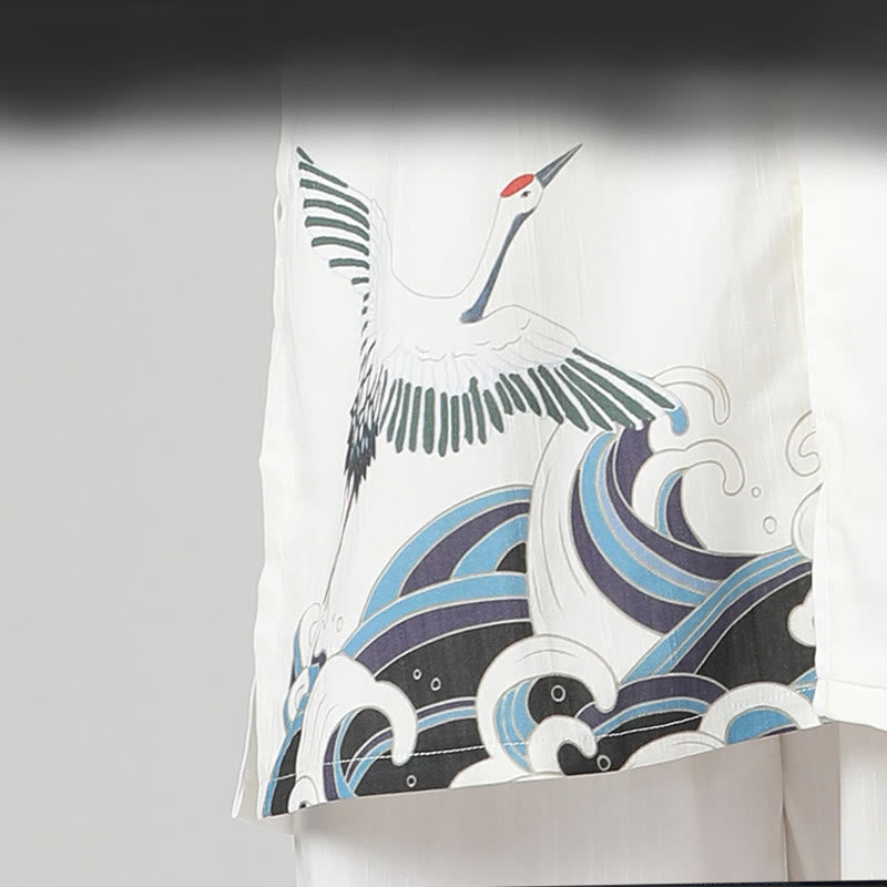 Set di abbigliamento per la pratica Buddha Stones White Crane Sea Cotton Linen Meditazione Preghiera Spirituale Zen Tai Chi Qigong