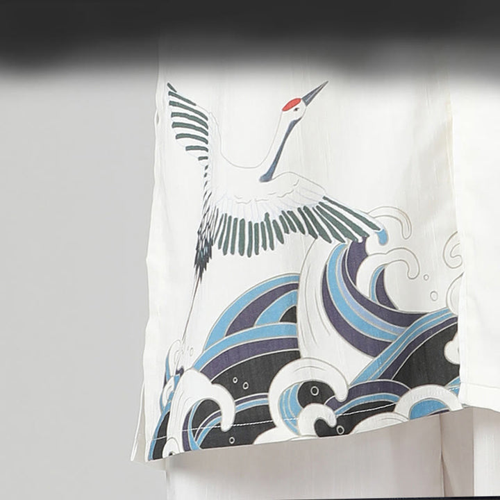 Set di abbigliamento per la pratica Buddha Stones White Crane Sea Cotton Linen Meditazione Preghiera Spirituale Zen Tai Chi Qigong