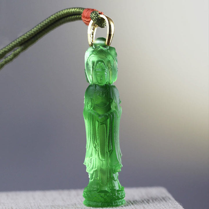 Collana di armonia Buddha Stones Avalokitesvara Buddha Liuli - Verde (Lunghezza collana: 45 cm) - image 8
