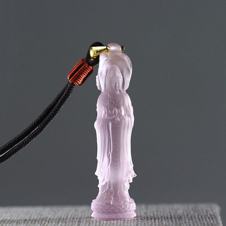 Collana di armonia Buddha Stones Avalokitesvara Buddha Liuli - Rosa (Lunghezza collana: 45 cm) - image 7