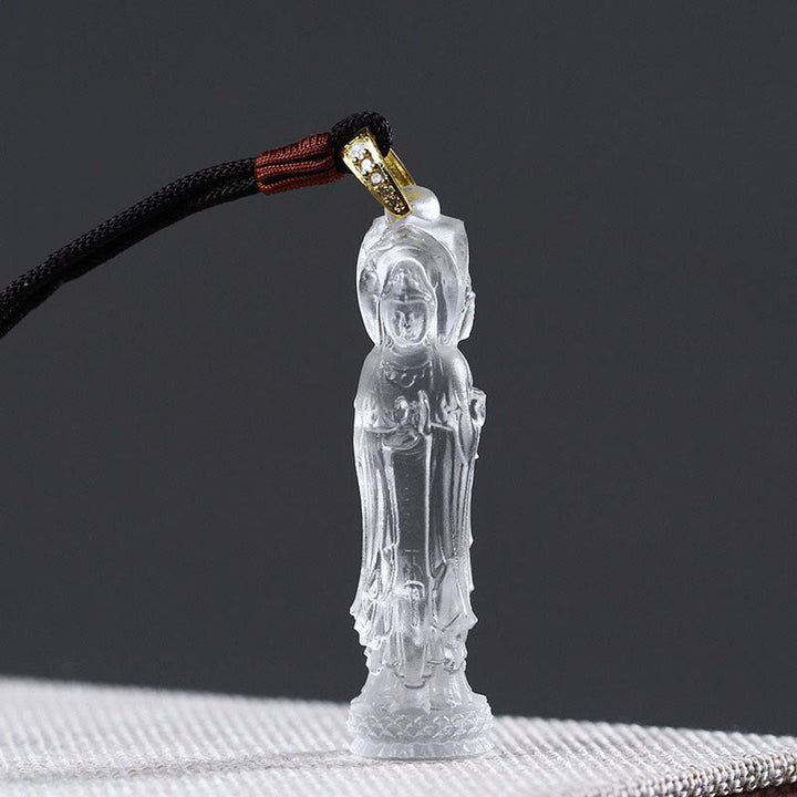 Collana di armonia Buddha Stones Avalokitesvara Buddha Liuli - Bianco (Lunghezza collana: 45 cm) - image 5