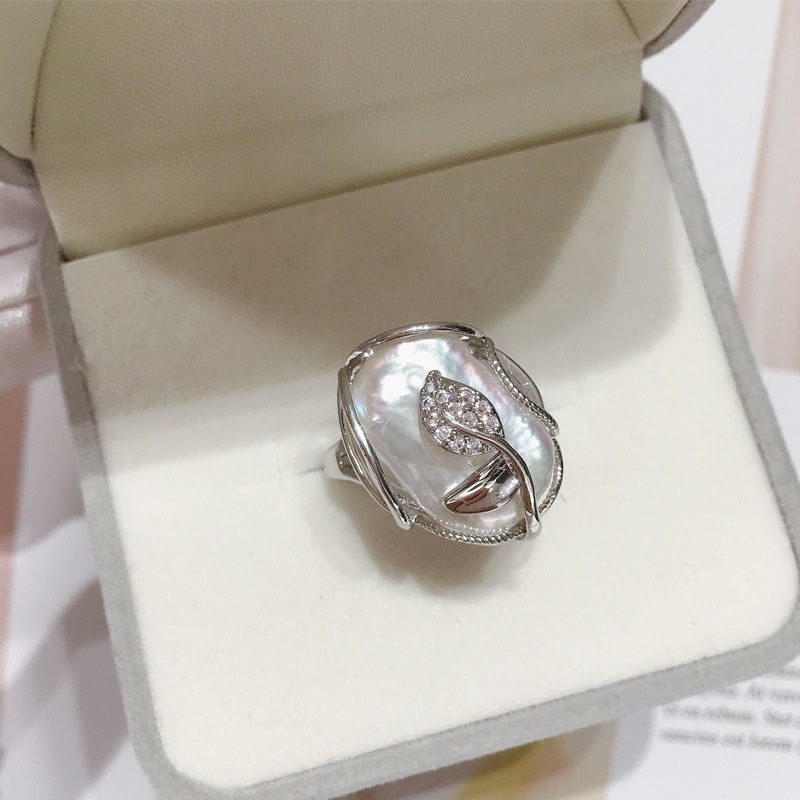 Anello Buddha Stones Pearl Rame Placcato Oro Fiore Felicità Ricchezza