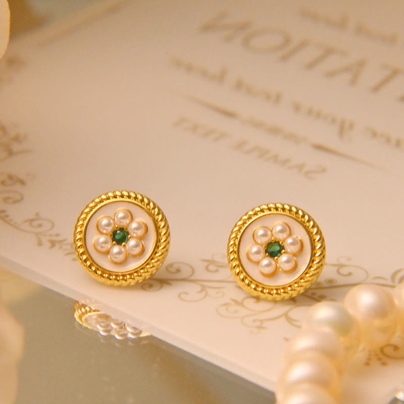 Orecchini Buddha Stones Smalto Fiore Fortuna - Bianco - image 4