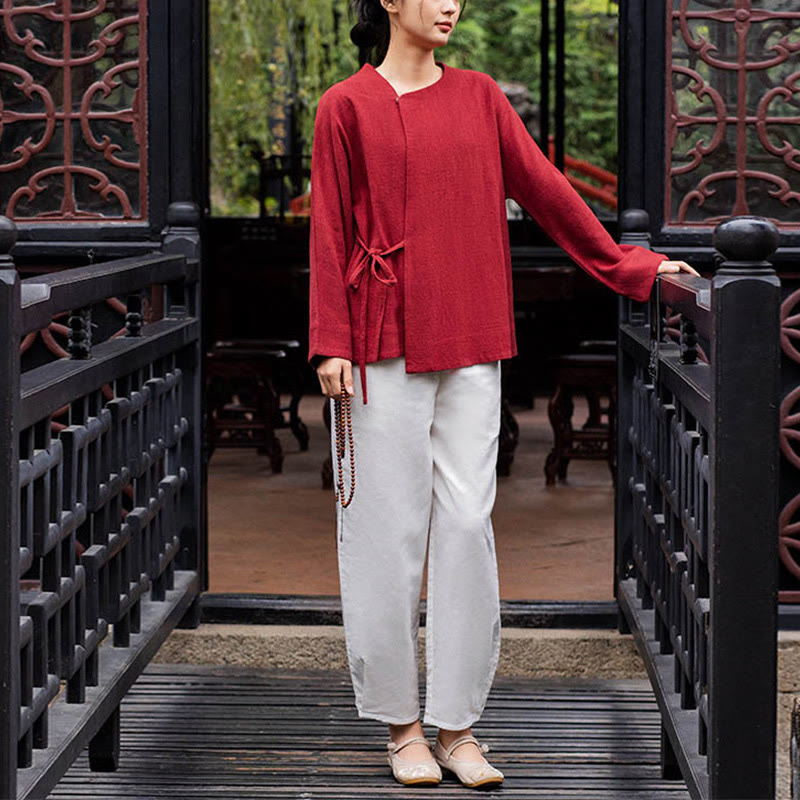 Buddha Stones Giacca a maniche lunghe Camicia Top Pantaloni a gamba larga Zen Tai Chi Yoga Meditazione Abbigliamento