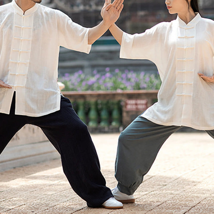 Buddha Stones Colore Solido Rana-Bottone Meditazione Preghiera Spirituale Zen Tai Chi Qigong Pratica Unisex Abbigliamento Set - image 13