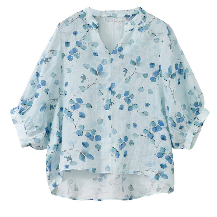 Maglietta larga con maniche a lanterna e motivo a Buddha Stones - image 8