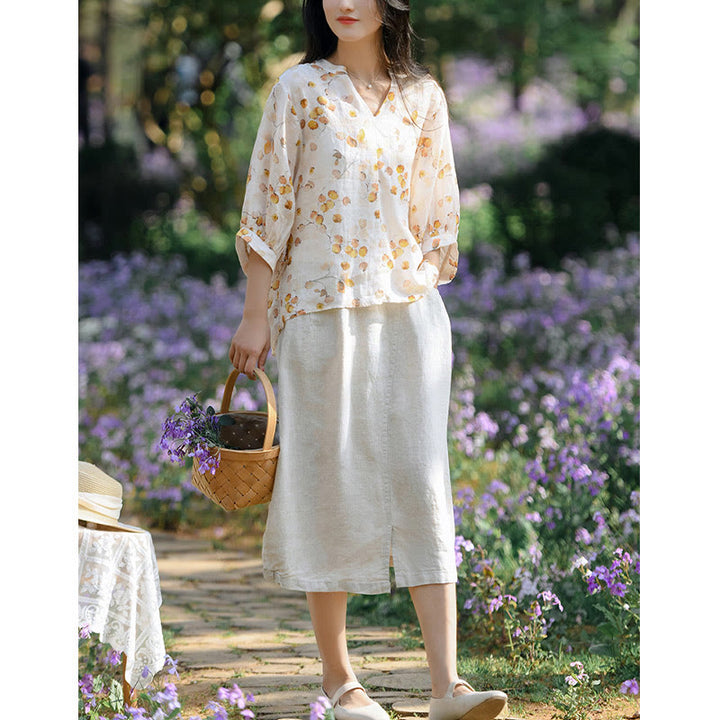 Maglietta larga con maniche a lanterna e motivo a Buddha Stones - image 13