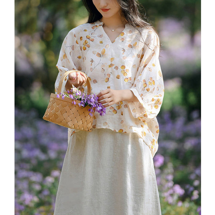 Maglietta larga con maniche a lanterna e motivo a Buddha Stones - image 12