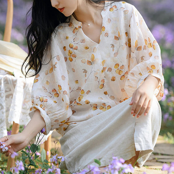 Maglietta larga con maniche a lanterna e motivo a Buddha Stones - image 11