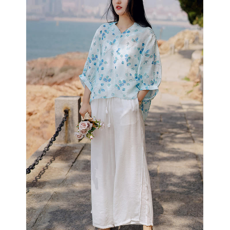 Maglietta larga con maniche a lanterna e motivo a Buddha Stones - image 7