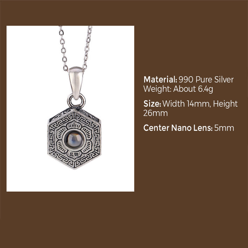 Collana con ciondolo a proiezione d'amore Buddha Stones in argento sterling 990 tibetano Om Mani Padme Hum Lotus - image 8