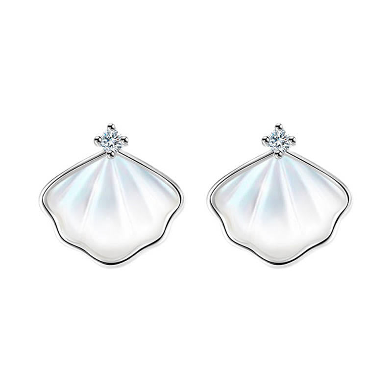 Buddha Stones 925 Sterling Silver Tridacna Pietra Conchiglia Benedizione Collana Ciondolo Bracciale Orecchini Gioielli Set - Argento - Orecchini - image 10