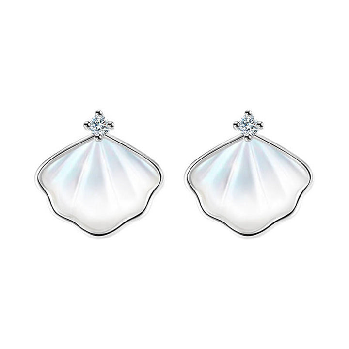 Buddha Stones 925 Sterling Silver Tridacna Pietra Conchiglia Benedizione Collana Ciondolo Bracciale Orecchini Gioielli Set - Argento - Orecchini - image 10