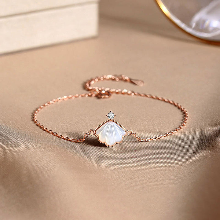 Buddha Stones 925 Sterling Silver Tridacna Pietra Conchiglia Benedizione Collana Ciondolo Bracciale Orecchini Gioielli Set - Oro rosa - Braccialetto (circonferenza polso 14-17 cm) - image 4