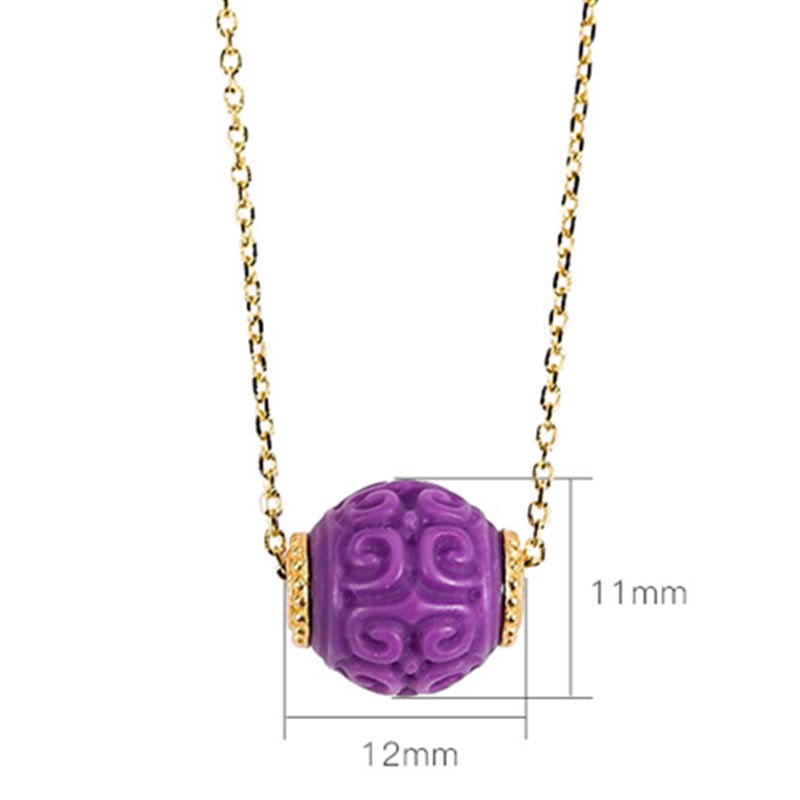 Buddha Stones 925 Sterling Silver Placcato Oro Naturale Viola Mica Pietra Rilievo Perlina Positivo Collana Ciondolo Bracciale Set