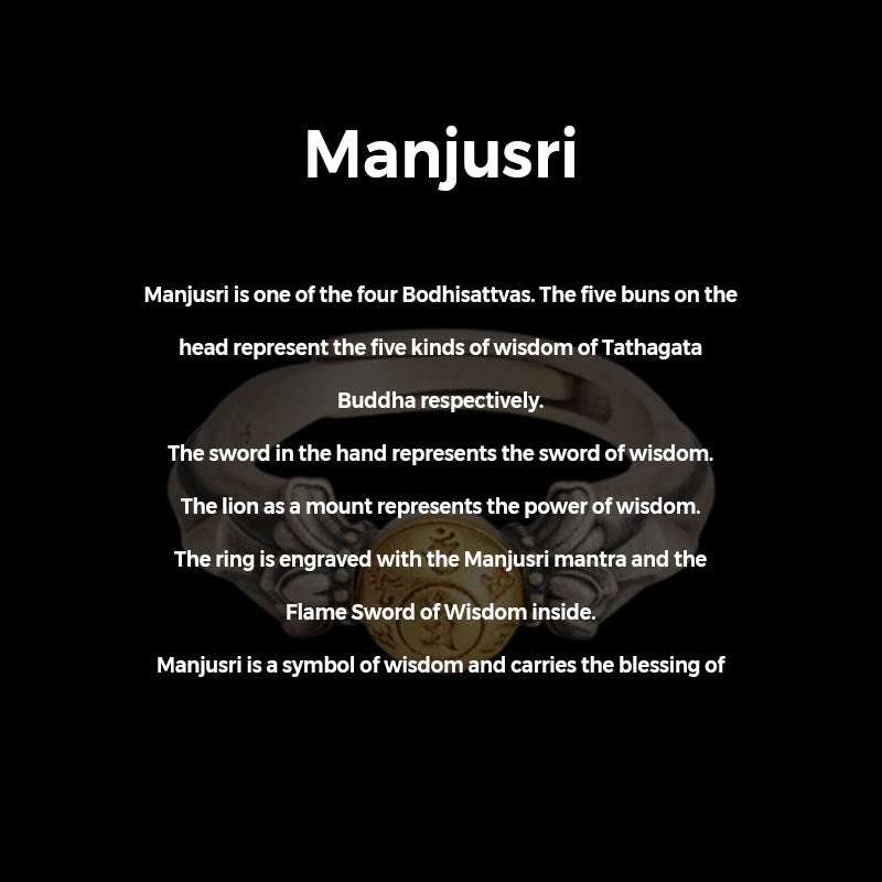 Anello regolabile Buddha Stones 925 Sterling Silver Manjusri Mantra Om Mani Padme Hum Peace - image 5