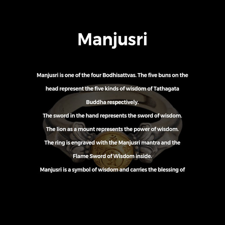 Anello regolabile Buddha Stones 925 Sterling Silver Manjusri Mantra Om Mani Padme Hum Peace - image 5