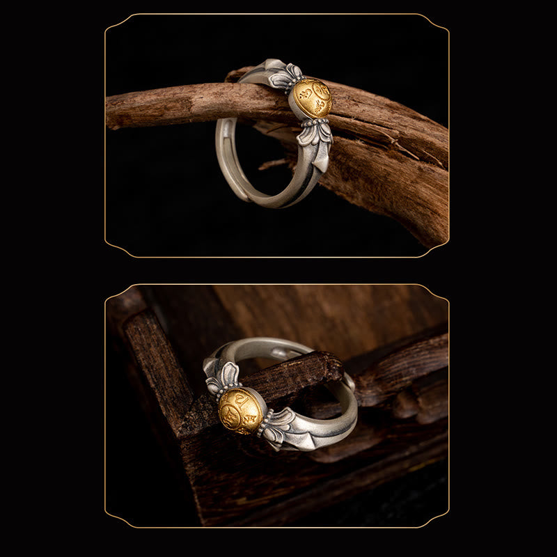 Anello regolabile Buddha Stones 925 Sterling Silver Manjusri Mantra Om Mani Padme Hum Peace - image 4